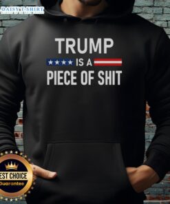 Nice Trump Is A Piece Of Shit 2025 Hoodie showcasing bold graphic design in vibrant colors for political statement enthusiasts.