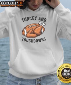 Cozy Nice Turkey and Touchdowns Thanksgiving football fan hoodie, perfect for game day celebrations and holiday gatherings.