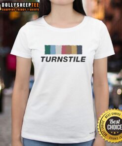 Colorful Nice Turnstile ladies tee featuring a vibrant design, perfect for casual outings and music festival wear.