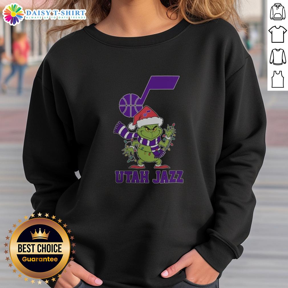 Nice Utah Jazz Christmas Grinch Santa Hat Holiday 2025 Sweatshirt Nice Utah Jazz Christmas Grinch Santa Hat Holiday 2025 Sweatshirt design featuring festive colors and team logo.