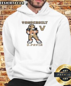 Diego Pavia wearing a retro Vanderbilt football hoodie, showcasing team spirit and vintage style.