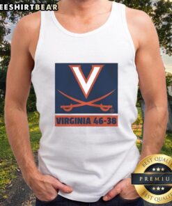 Nice Virginia Cavaliers Football 46-38 logo tank top featuring team colors and design for fans and sports enthusiasts.