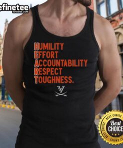 Virginia Cavaliers football H.E.A.R.T. tank top featuring Humility, Effort, Accountability, Respect, Toughness design.