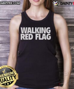 Stylish red flag tank top for walking, featuring a trendy design perfect for casual outings and summer adventures.