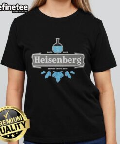 Stylish ladies tee featuring Walter White and Heisenberg graphics with '99% Pure Crystal Meth' design.