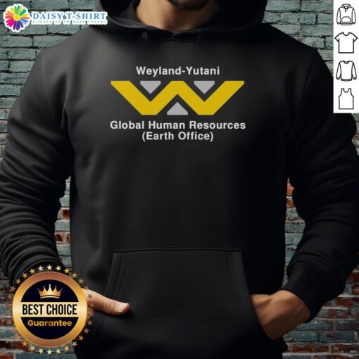 Alt Text: Stylish Weyland-Yutani Global Human Resources hoodie featuring a sleek design, perfect for fans of sci-fi apparel.