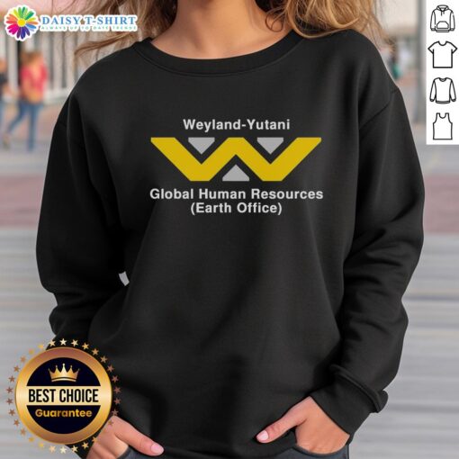 Stylish Weyland-Yutani Global Human Resources sweatshirt featuring logo and modern design for fans of sci-fi apparel.