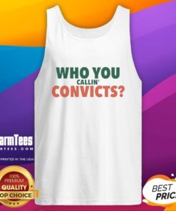Miami Hurricanes tank top featuring 'Nice, Who You Callin' Convict' design, perfect for fans and summer wear.
