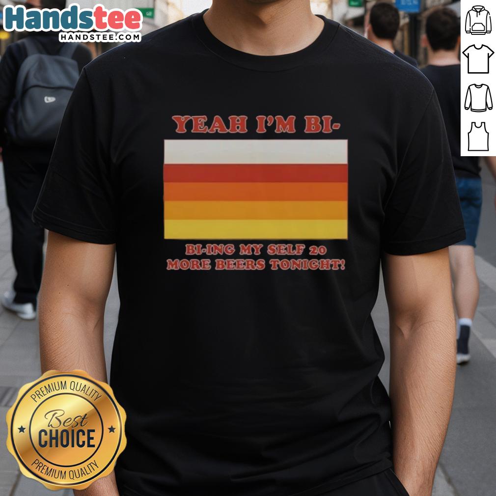 nice-yeah-im-bi-e28093-bi-ying-myself-20-more-beers-tonight-t-shirt Alt Text: Nice Yeah I'm Bi T-Shirt featuring 'Bi-Ying Myself 20 More Beers Tonight' slogan, perfect for celebrating LGBTQ+ pride.