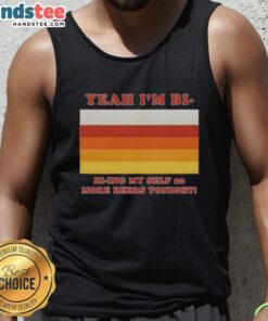 Bi-Ying Myself tank top design featuring 'Nice Yeah I'm Bi' slogan, perfect for pride events and casual outings.