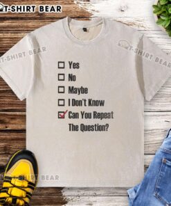 Washed T-shirt featuring 'Yes, No, Maybe, I Don't Know' tick box design for casual and humorous apparel.