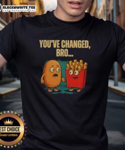 Funny 'Nice You've Changed Bro' Potato T-Shirt featuring a cartoon potato, perfect for humor lovers.