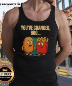 Trendy 'Nice You've Changed Bro' potato tank top displayed on a hanger, perfect for casual summer outfits.