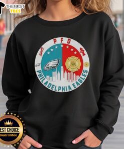 Philadelphia Eagles football skyline sweatshirt featuring team colors and logo, perfect for game day attire.