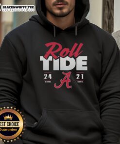 Official Alabama Crimson Tide vs Georgia Bulldogs 2025 Score 24-21 Hoodie featuring team logos and vibrant colors.