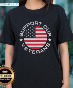 Official America Support Our Veterans Ladies Tee featuring a patriotic design and comfortable fit for women.