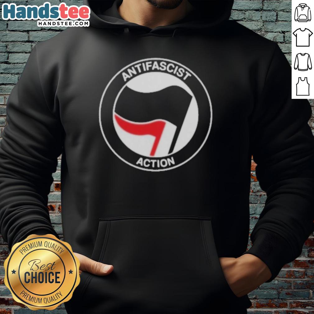 official-antifascist-action-antifa-hoodie Alt Text: Black Official Antifascist Action Antifa Hoodie featuring bold white logo, perfect for activism and casual wear.