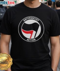 Official Antifascist Action Antifa T-Shirt featuring bold graphics and a message of anti-fascism for activism enthusiasts.