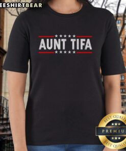Official Aunt Tifa Logo Ladies Tee featuring a stylish design for fans, perfect for casual wear and gifts.