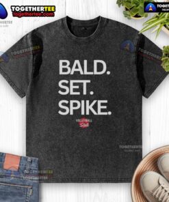 Official Bald Set Spike Volleyball State Washed T-Shirt in vibrant colors, perfect for volleyball enthusiasts and fans.