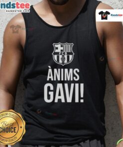 Official Barcelona Anims Gavi Support 2025 Tank Top featuring vibrant team colors and Gavi's name for fans.