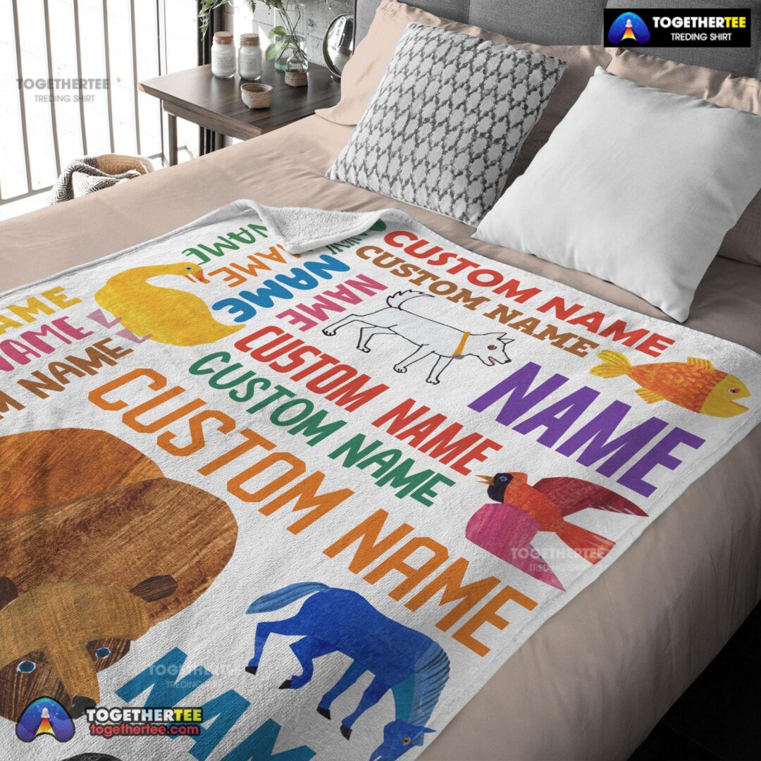 Official Brown Bear, Brown Bear, What Do You See Gift Blanket Fleece Customized Blanket-mk-03