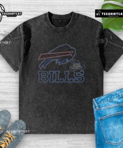 Official Bud Light Buffalo Bills washed t-shirt featuring team logo and vibrant colors, perfect for game day wear.