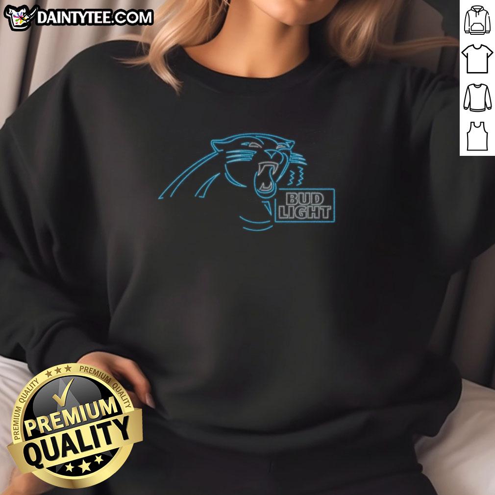 official-bud-light-carolina-panthers-sweatshirt Official Bud Light Carolina Panthers sweatshirt featuring team colors and logo, perfect for game day and casual wear.