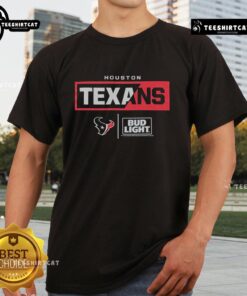 Official Bud Light Houston Texans Team T-Shirt featuring team logo and colors, perfect for fans and game day attire.