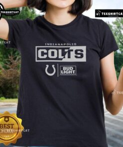 Official Bud Light Indianapolis Colts team ladies tee featuring team logo and vibrant colors, perfect for game day.