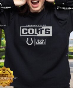 Alt Text: Official Bud Light Indianapolis Colts team sweatshirt featuring the Colts logo and vibrant blue color. Perfect for fans!