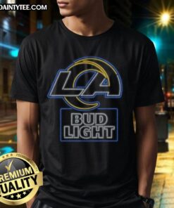 Official Bud Light Los Angeles Rams T-Shirt featuring team colors and logo, perfect for NFL fans and game day wear.