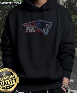 Official Bud Light New England Patriots hoodie featuring team logo and colors, perfect for fans and game day wear.