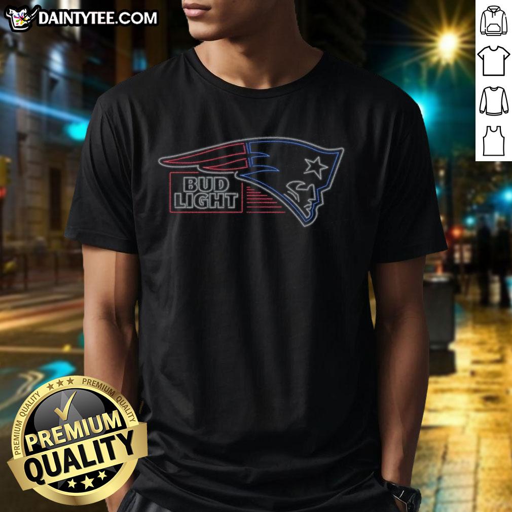 official-bud-light-new-england-patriots-t-shirt Alt Text: Official Bud Light New England Patriots T-Shirt featuring team colors and logo, perfect for fans and game days.