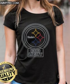 Official Bud Light Pittsburgh Steelers ladies tee featuring team logo and stylish design for female fans.