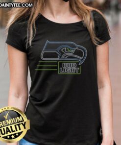 Official Bud Light Seattle Seahawks ladies tee featuring team colors and logo, perfect for game day apparel.