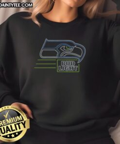 Alt Text: Official Bud Light Seattle Seahawks sweatshirt featuring team colors and logo, perfect for game day wear.