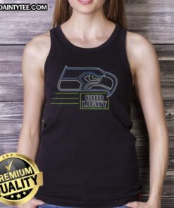 Official Bud Light Seattle Seahawks tank top featuring team colors and logo, perfect for game day wear.