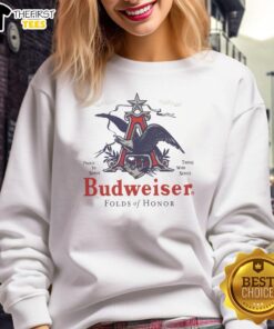 Official Budweiser Folds of Honor Eagle Sweatshirt featuring bold graphics and a comfortable fit for veterans' support.