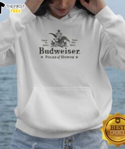 Official Budweiser Folds of Honor Stencil Hoodie featuring a stylish design supporting military families.