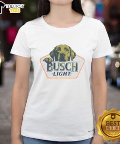 Official Busch Light Camo Dog Ladies Tee featuring a stylish camo design and the iconic Busch Light logo.