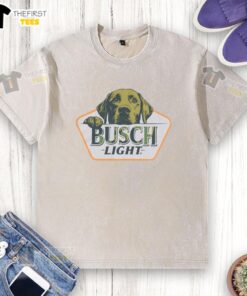 Alt Text: Official Busch Light Camo Dog Washed T-Shirt featuring a stylish camo design, perfect for casual outings and dog lovers.