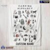 Official Camping Equipment Camping Alphabet Blanket Fleece Customized Blanket