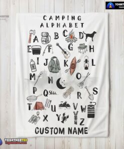 Official Camping Equipment Camping Alphabet Blanket Fleece Customized Blanket