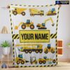 Official Cartoon Construction Trucks With Friends Blanket Fleece Customized Blanket