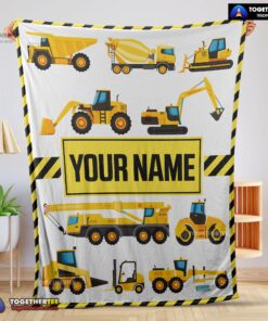 Official Cartoon Construction Trucks With Friends Blanket Fleece Customized Blanket
