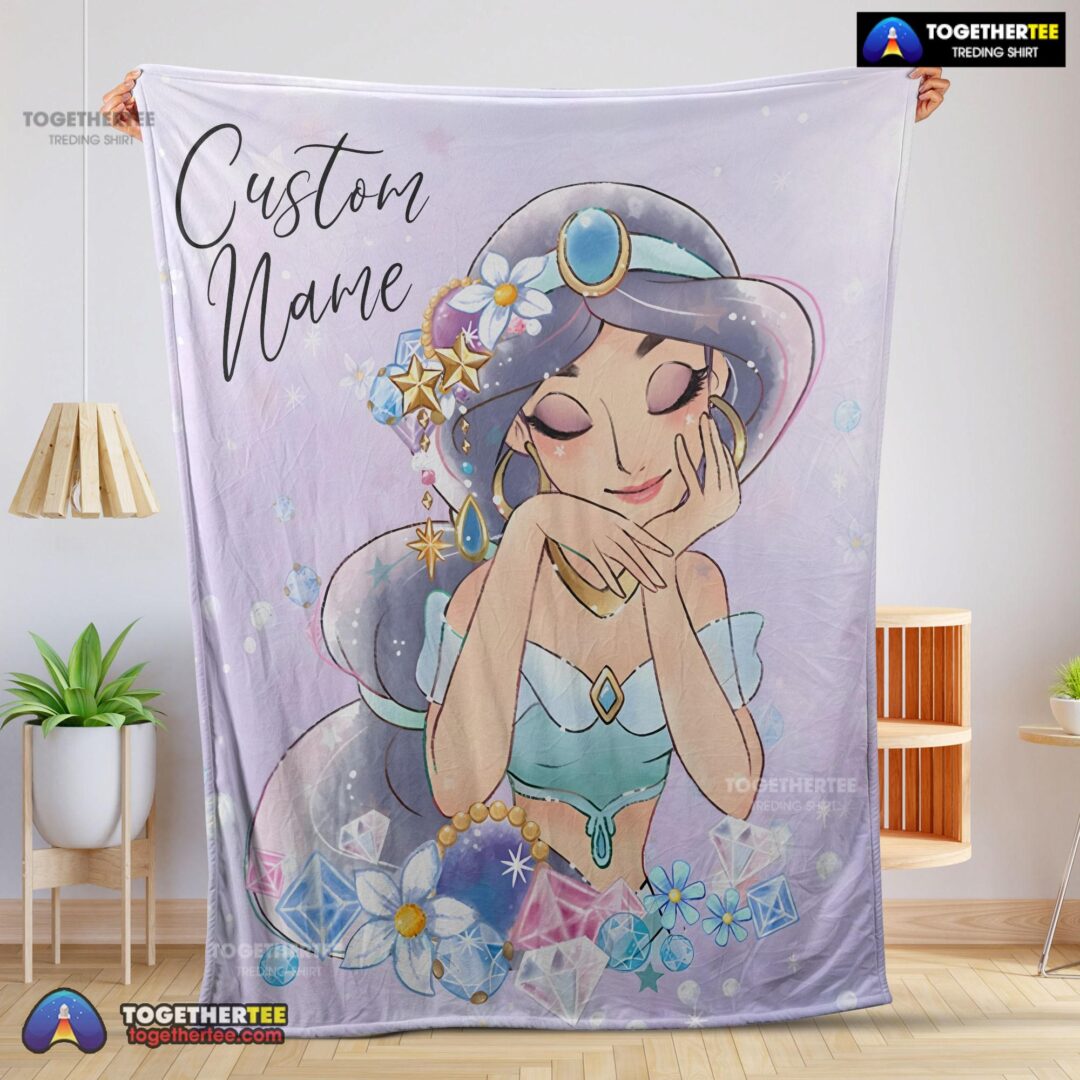 Official Cartoon Disney Aladdin Jasmine Princess Blanket Fleece Customized Blanket-mk-01