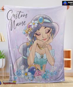 Official Cartoon Disney Aladdin Jasmine Princess Blanket Fleece Customized Blanket