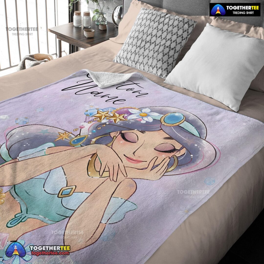 Official Cartoon Disney Aladdin Jasmine Princess Blanket Fleece Customized Blanket-mk-03