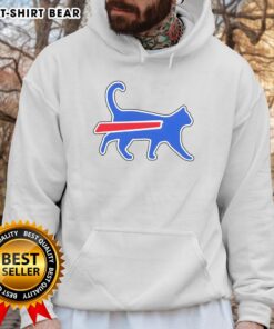 Funny Cat Bills meme hoodie featuring a playful cat and football themes, perfect for fans of the Buffalo Bills.